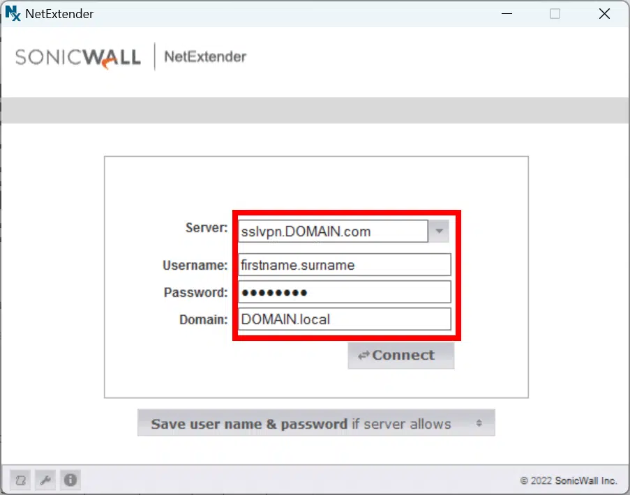 SonicWall NetExtender SSL VPN CNC